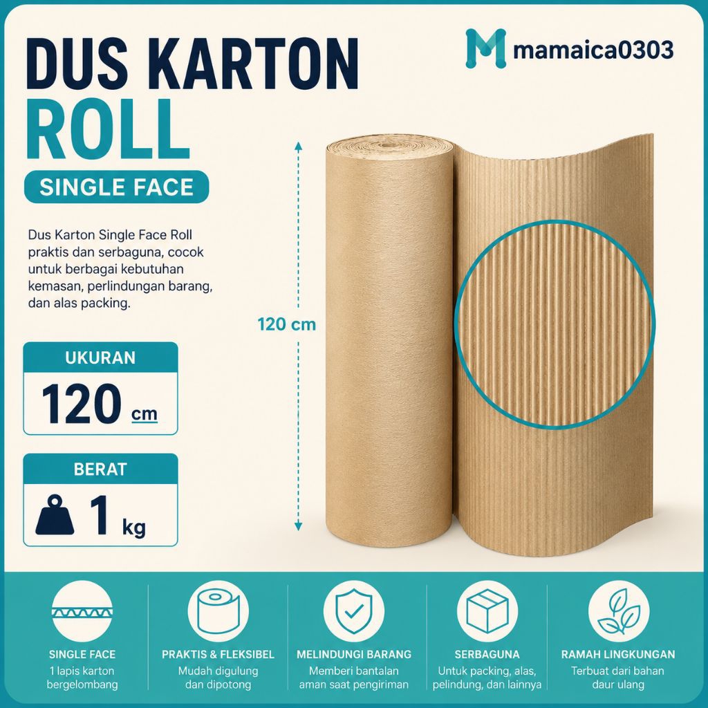 Dus Karton Roll Single Face 120cm – Karton Packing / Pelindung Barang Harga Per Kg