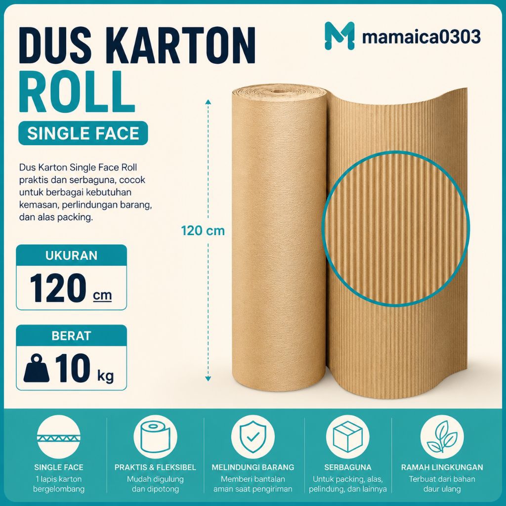 Dus Karton Roll Single Face 120cm – Karton Packing / Pelindung Barang Harga Per 10 Kg