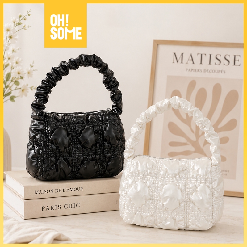 OHSOME - Egradable Puffy Design Underarm Bag Tas Wanita Warna Hitam/Putih/Silver/Pink