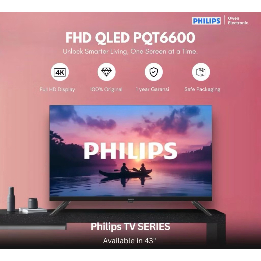 LED TV QLED PHILIPS 43 INCH (PQT6600) KHUSUS BINJAI