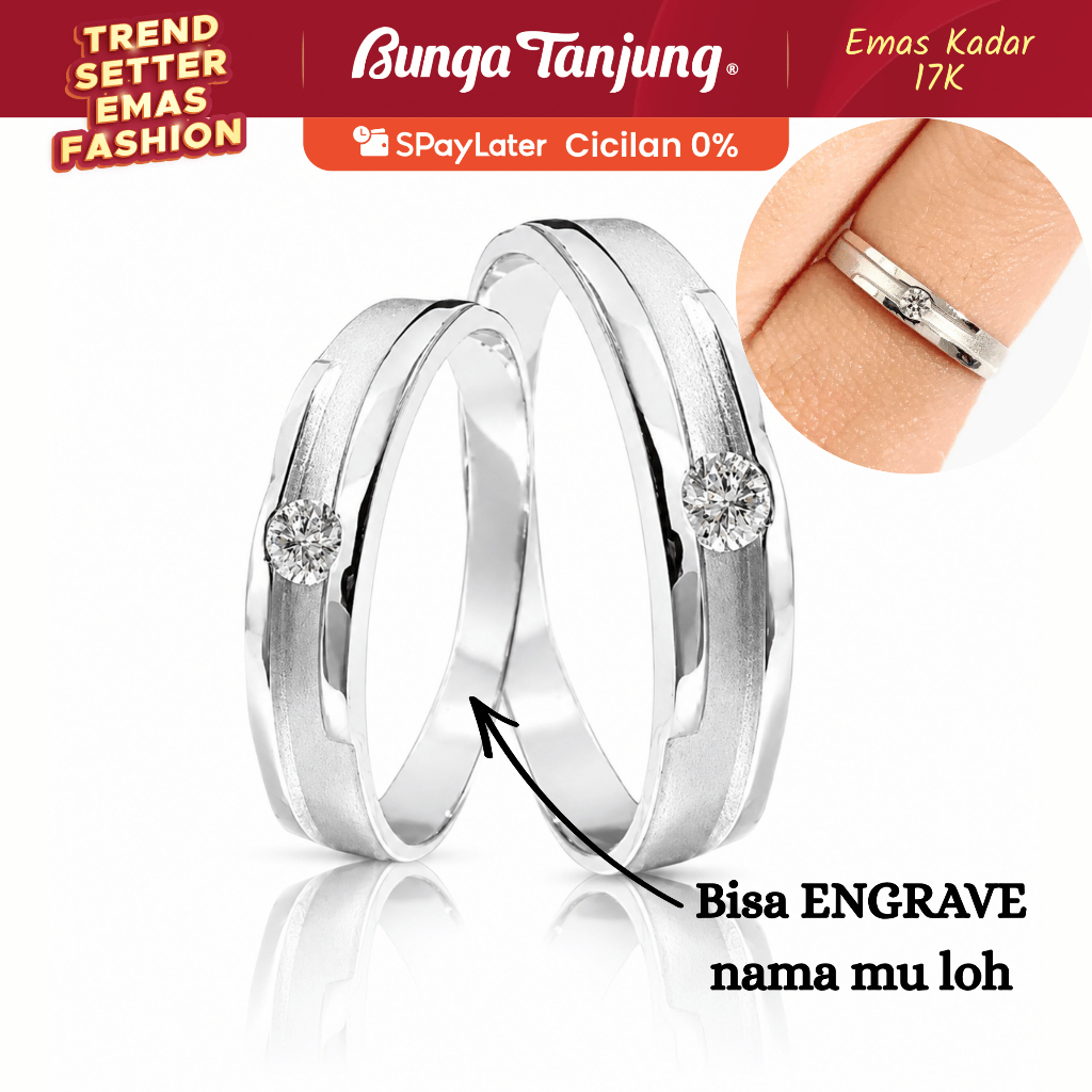 CINCIN NIKAH MARETTA WEDDING RING - EMAS 17K - BUNGA TANJUNG GOLD