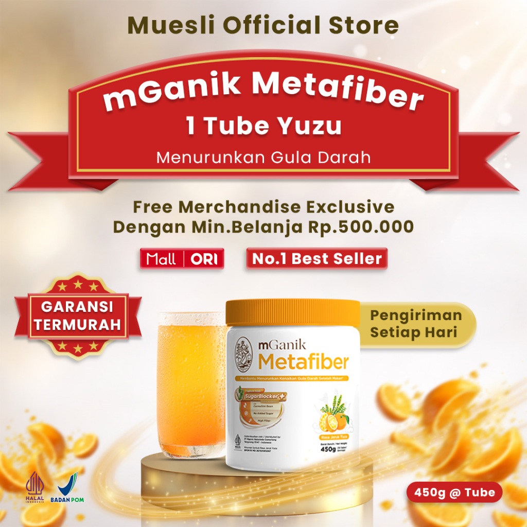 mGanik Metafiber Jeruk Yuzu 450gr - 1 Tube Suplemen Serat Diabetes Alami Official Store