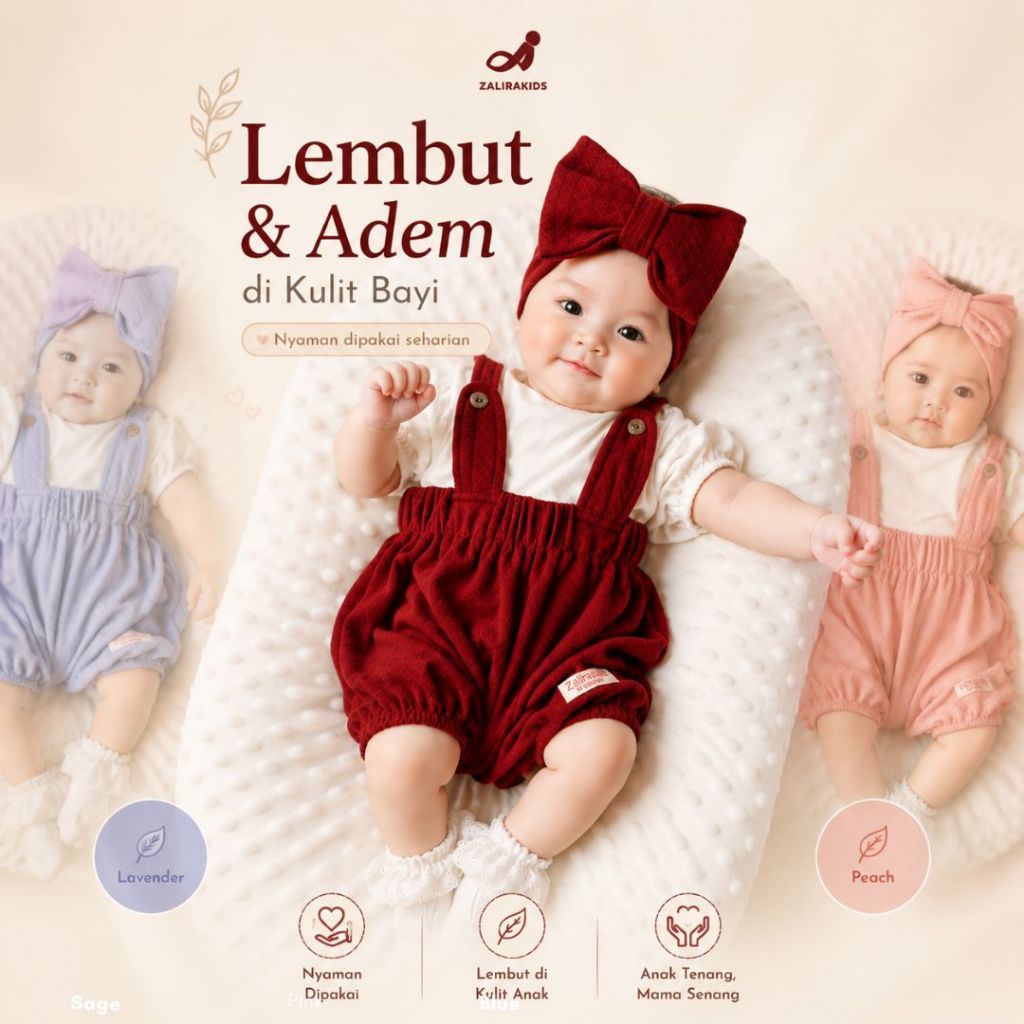 Jumper Bayi Perempuan Set Bando 0-12 Bulan Baju Bayi Newborn Lucu Premium | Kado Bayi Zalira Kids | 