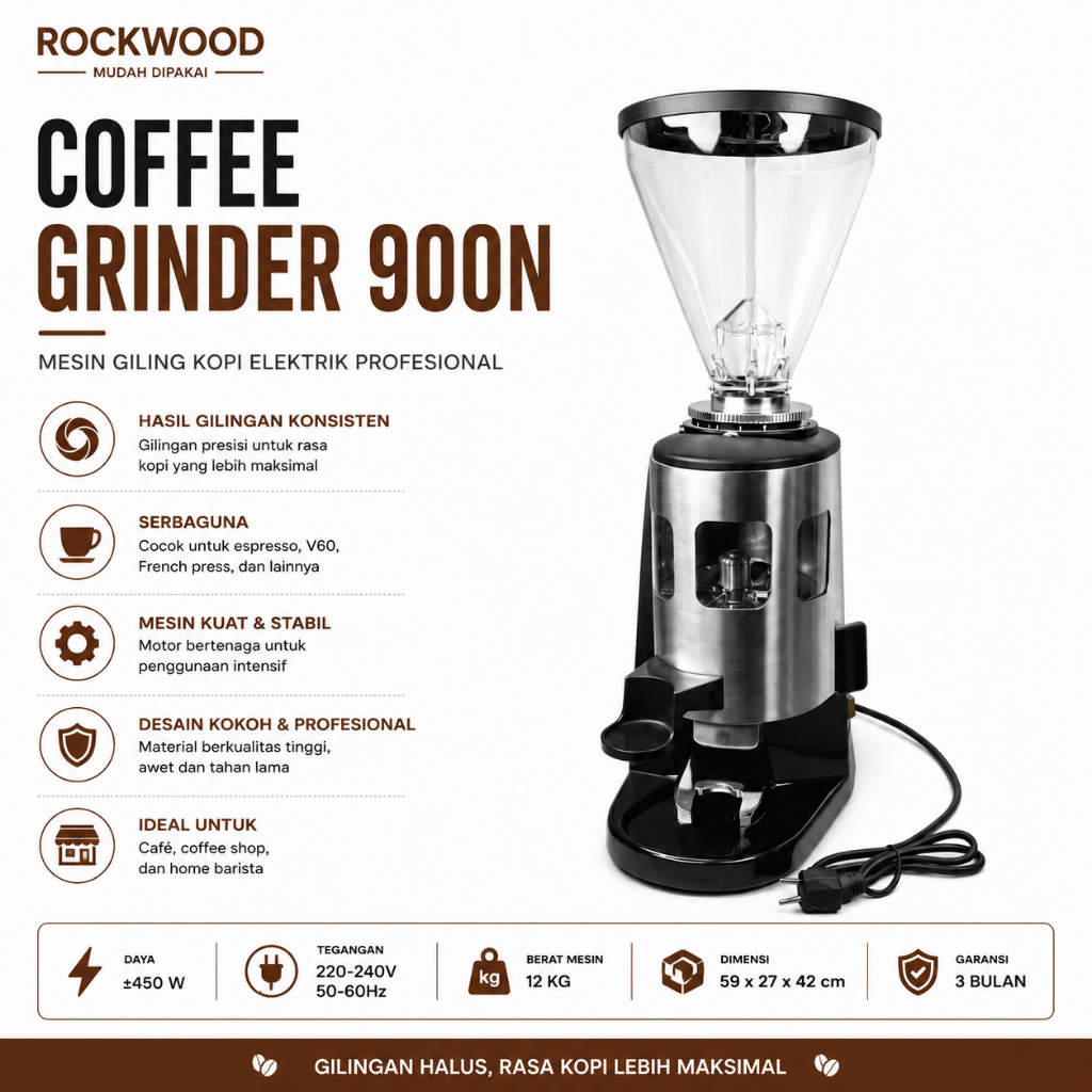 Rockwood 900N / N900 Grinder – Mesin Giling Kopi Espresso Profesional