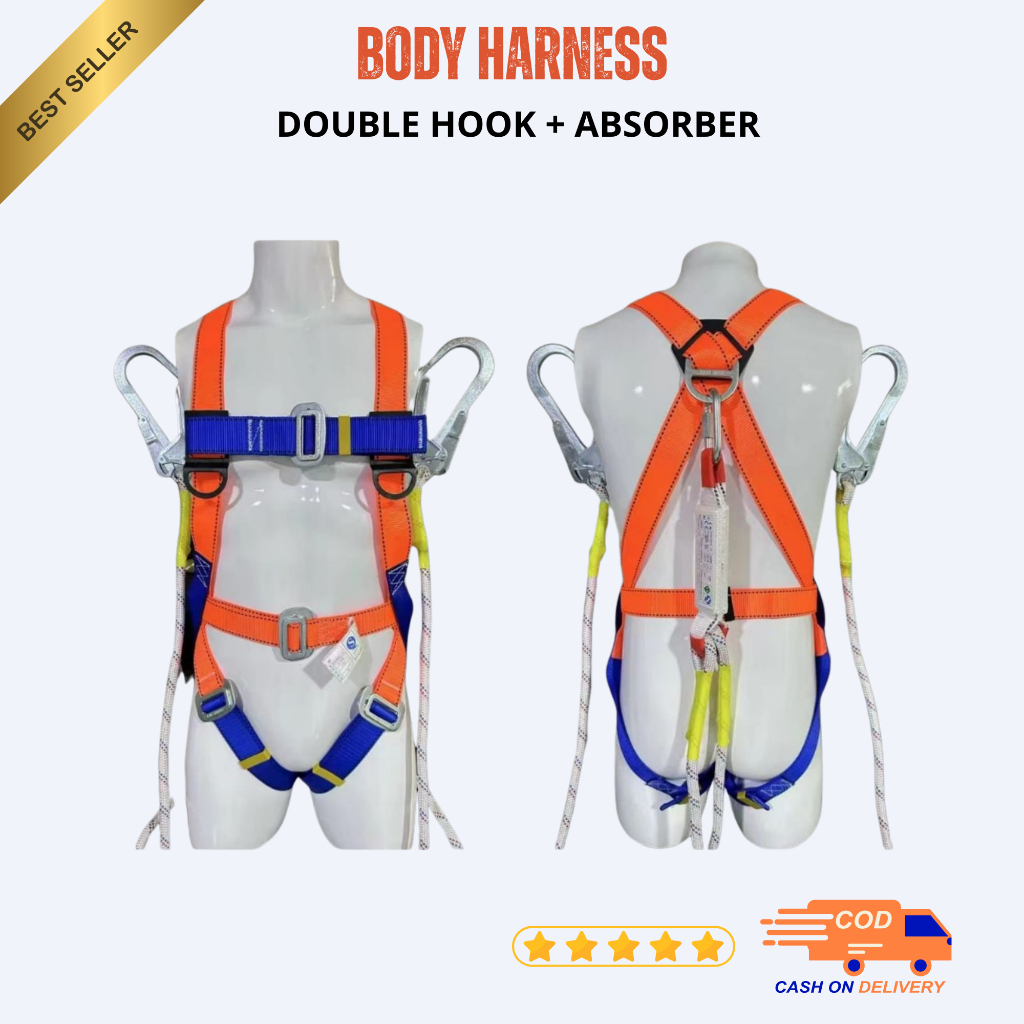 Full Body Harness Double Hook + Absorber / Safety Body Harness Berkualitas