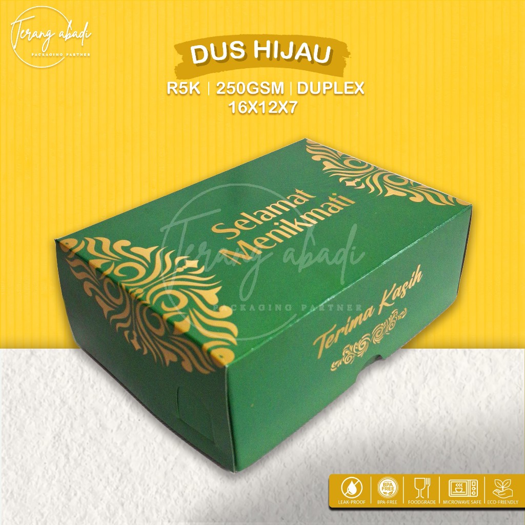 Dus R5K Hijau (16x12x7)/Dus Selamat Menikmati/Dus R5 Hijau/Dus 5 snack/Dus Jajan/Dus Motif/Dus Hijau