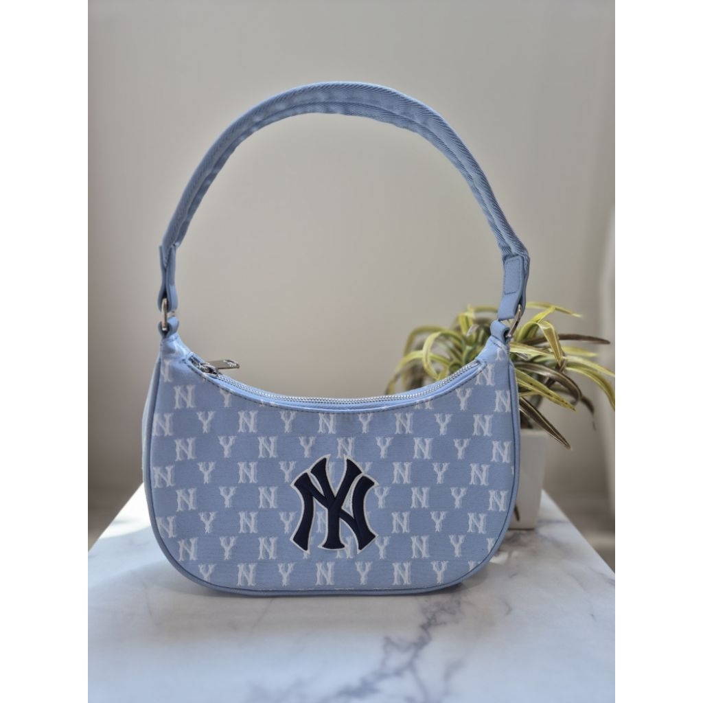 MLB korea classic monogram jacquard hobo bag navy