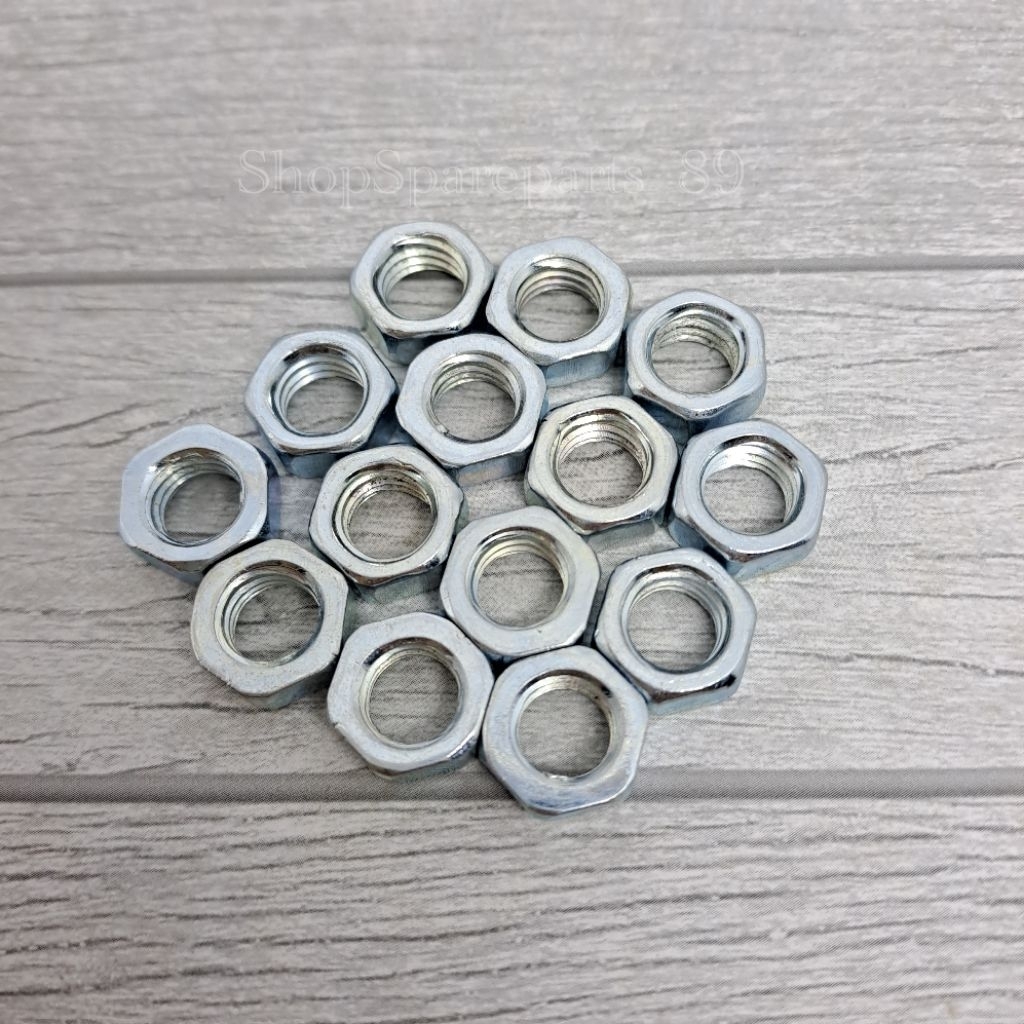 MUR HEX M8 / MUR HEX NUT 8mm Drat 1.25 Baut 12 Kunci 13 Putih
