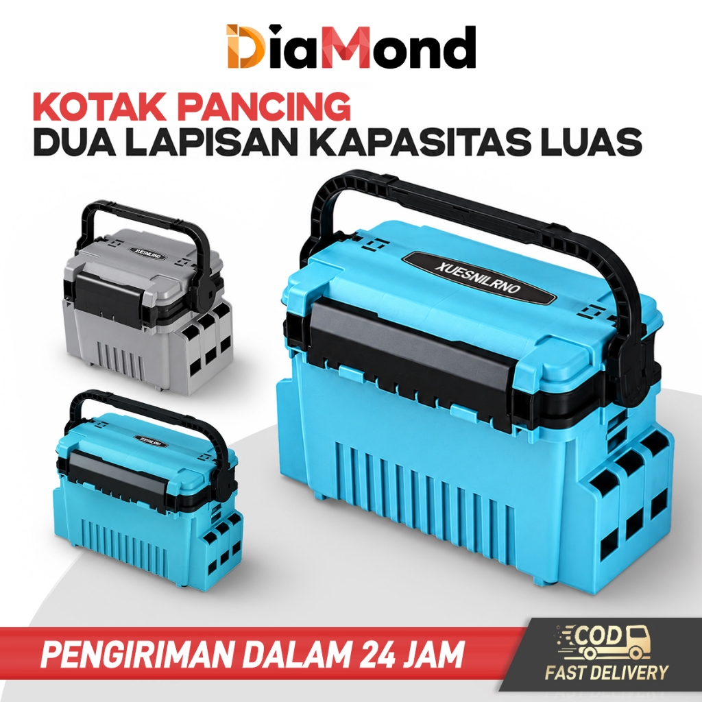 Kotak Peralatan Pancing Tackle Box Box Alat Pancing Kapasitas Besar Tackle Box Double Layer Besar Ke