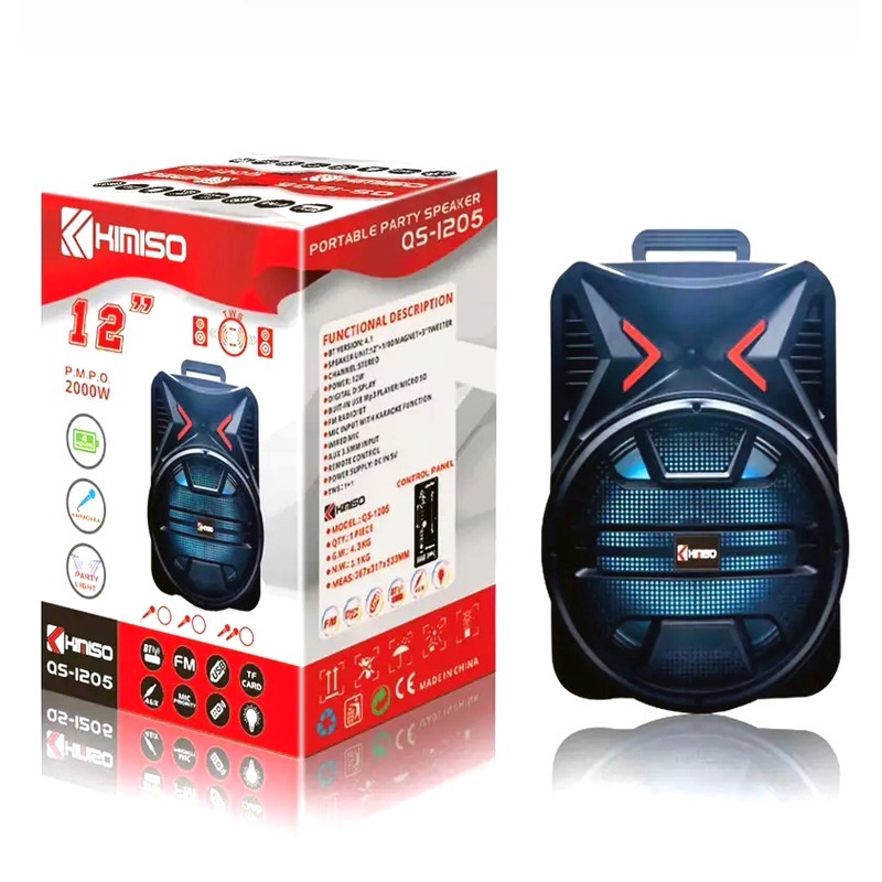 Speaker Bluetooth Portabel MKC KIMISO QS-1205 dengan Bass Kekuatan Tinggi, Desain Tahan Lama