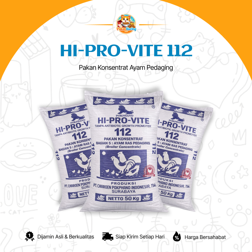 HI-PRO-VITE 112 – Pakan Konsentrat Ayam Pedaging (Broiler) | REPACK | PakanKucingCom