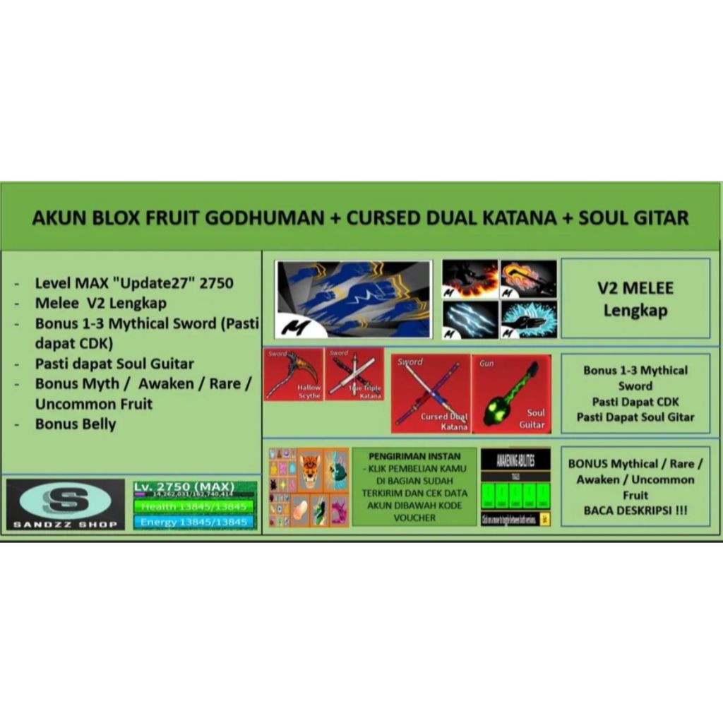 Akun Blox Fruit Level Max CDK + Soul Guitar