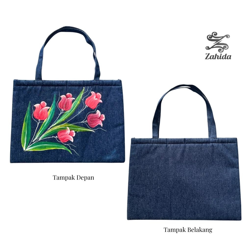 Zahida Tas Wanita Lukis Selva Bag Jeans Denim Premium | Tas Wanita Stylish Aesthetic Painting
