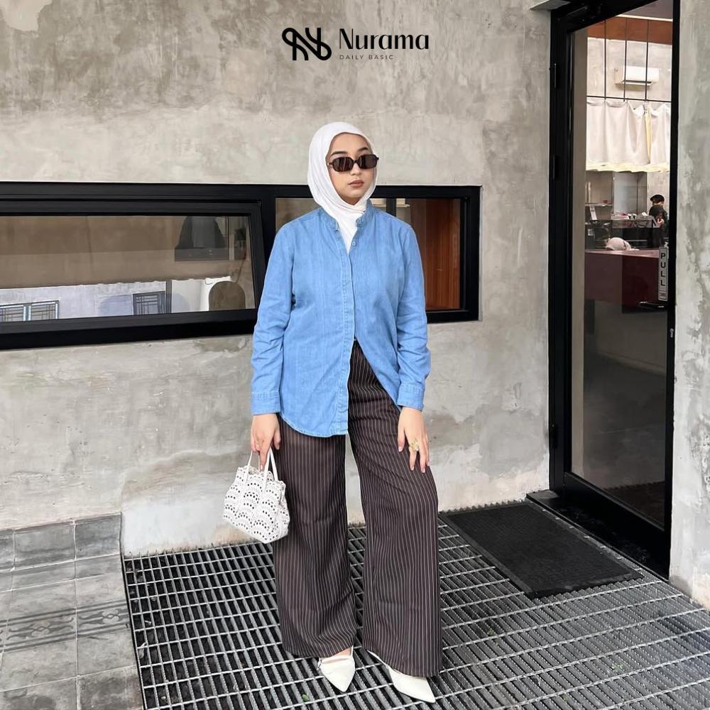 Nurama Melva Kemeja Blouse Wanita Denim Hidden Button - S38 Denim
