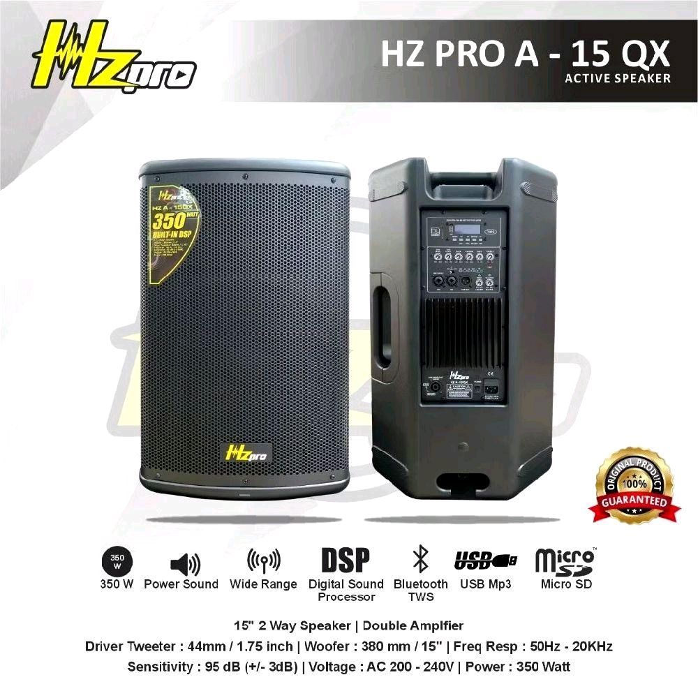 Hzpro Speaker Aktif HZ Pro A-15QX 350W dengan DSP Bluetooth USB Micro SD 15" 2 Way Speaker Double Am