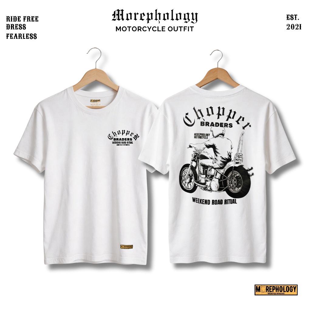 Kaos Motor Chopper Baju Pria Kalcer Katun 24s Putih Original by Morepho