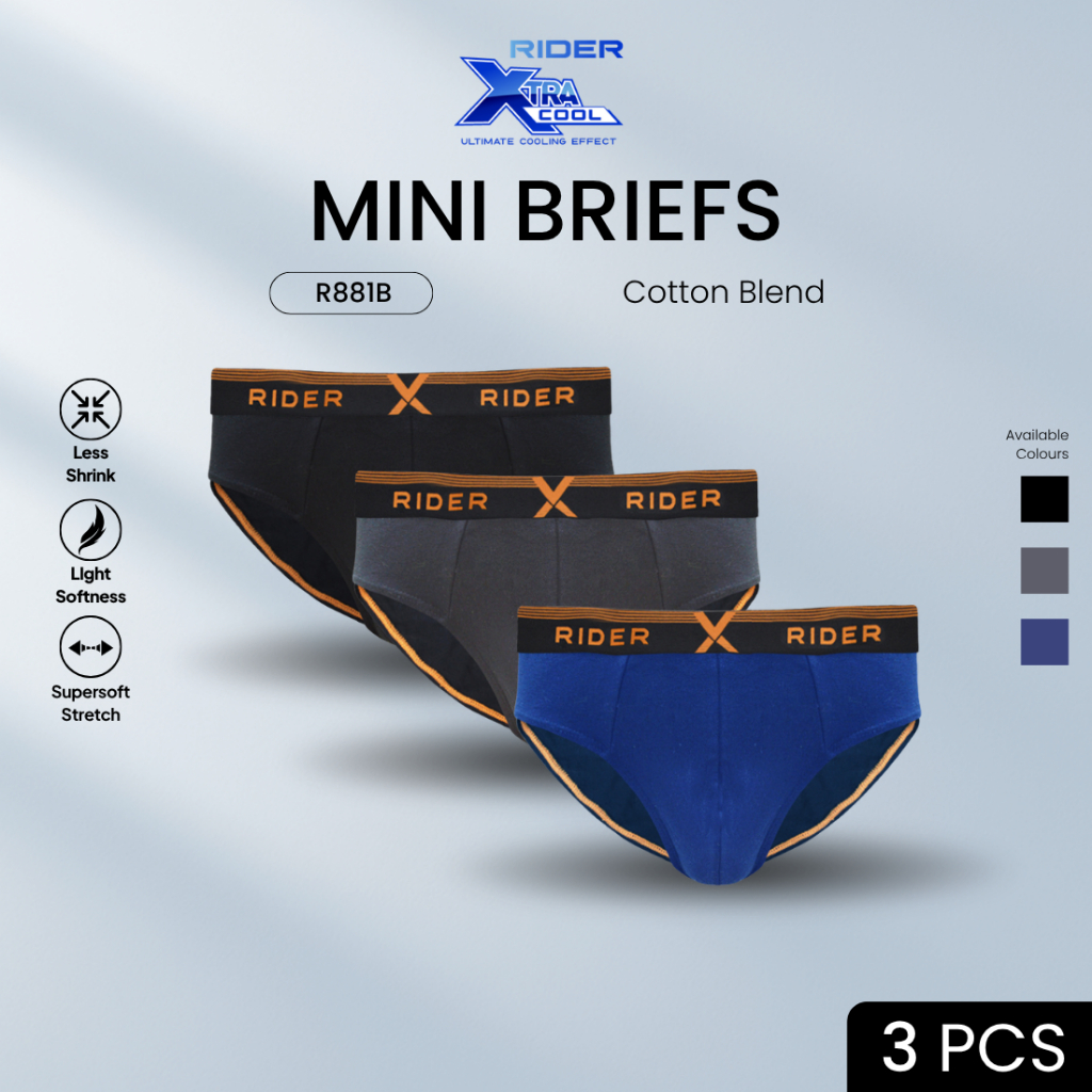 Rider Xtracool Brief - Celana Dalam Pria R881B Cotton Blend isi 3 Pcs