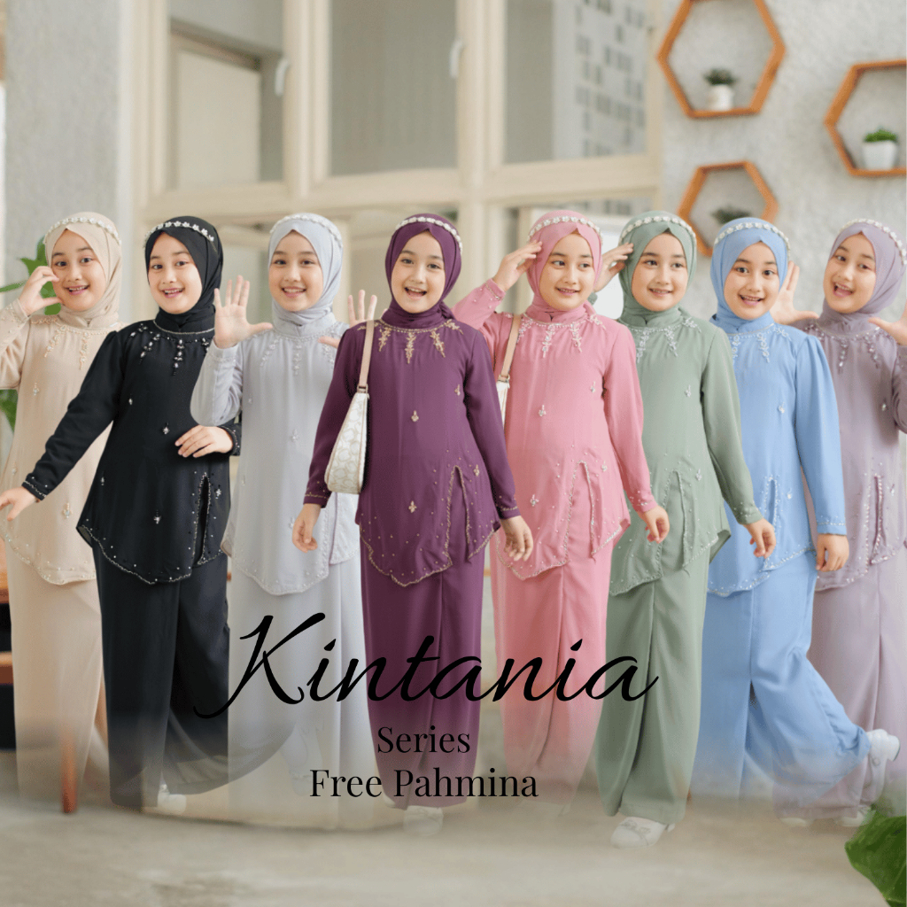 Naraya Kids – Kintania Series | Gamis Anak Syar’i 4-12 Tahun set Pashmina Instan Bahan Babydoll Arma