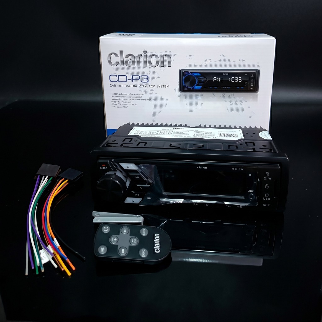 Head Unit Single Din Clarion CD-P3 P11 Mechless Bluetooth USB SD Card Audio Tuning App Original