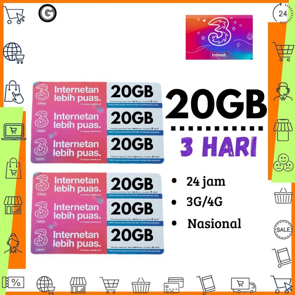 [GROSIR] VOUCHER TRI 20GB / 3HARI