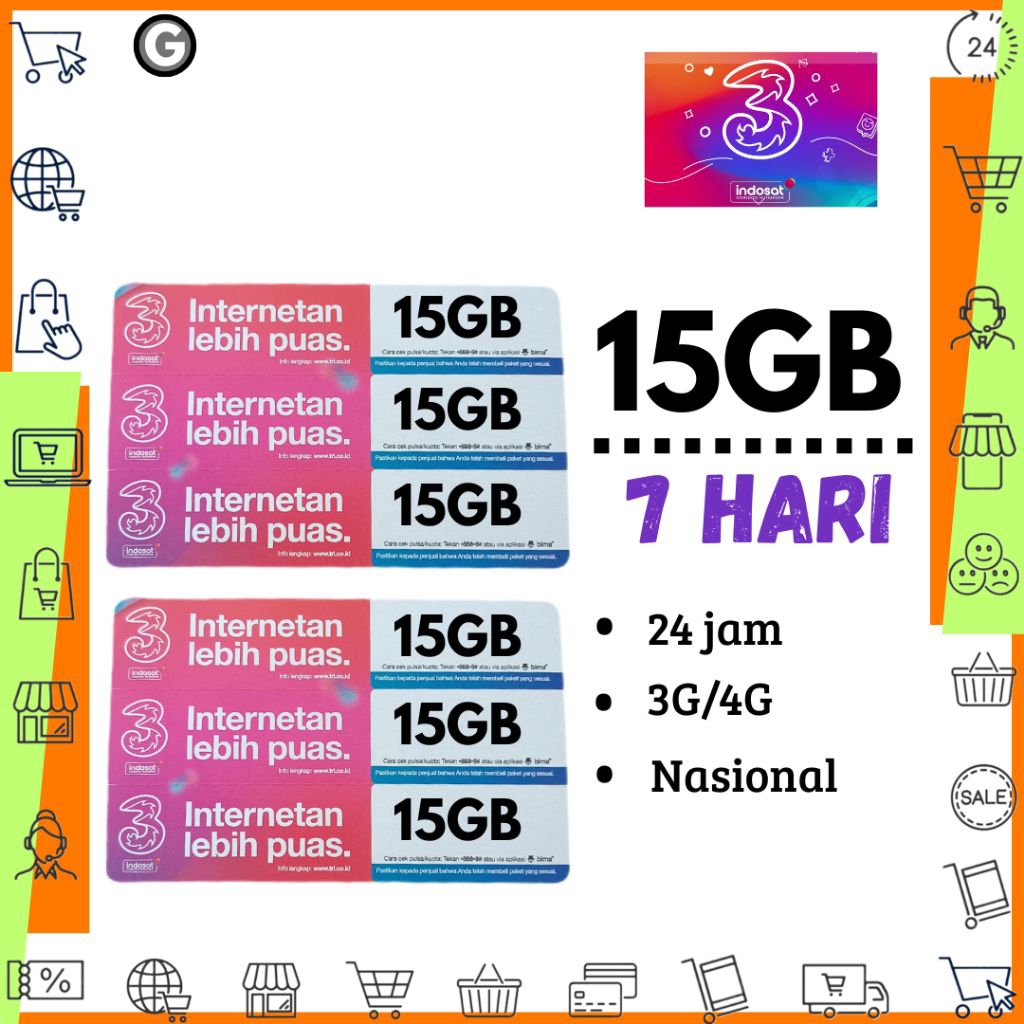 VOUCHER TRI 15GB / 7HARI
