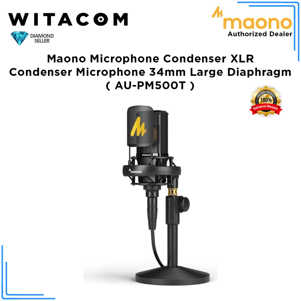 Maono AU-PM500T Microphone Condenser Large Diaphragm 34mm - Original