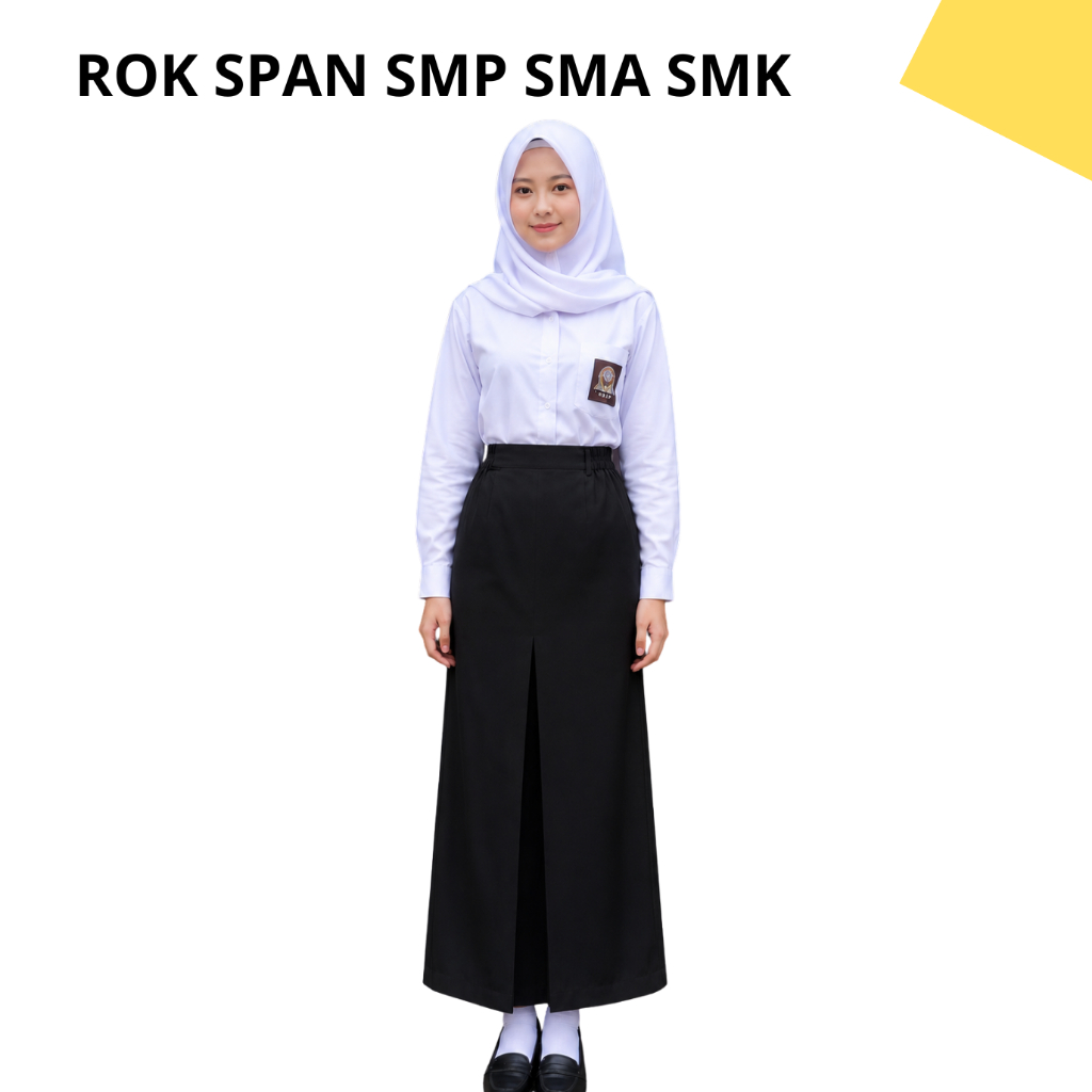 Rok Sekolah Span Wanita SMP SMA Pinggang Karet Premium