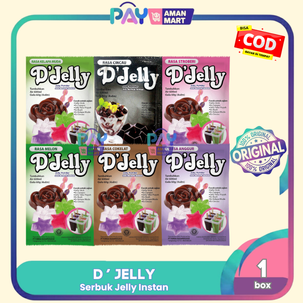 D'JELLY SERBUK JELLY INSTAN - JELLY POWDER BY FORISA - 1 BOX ISI 12 PCS