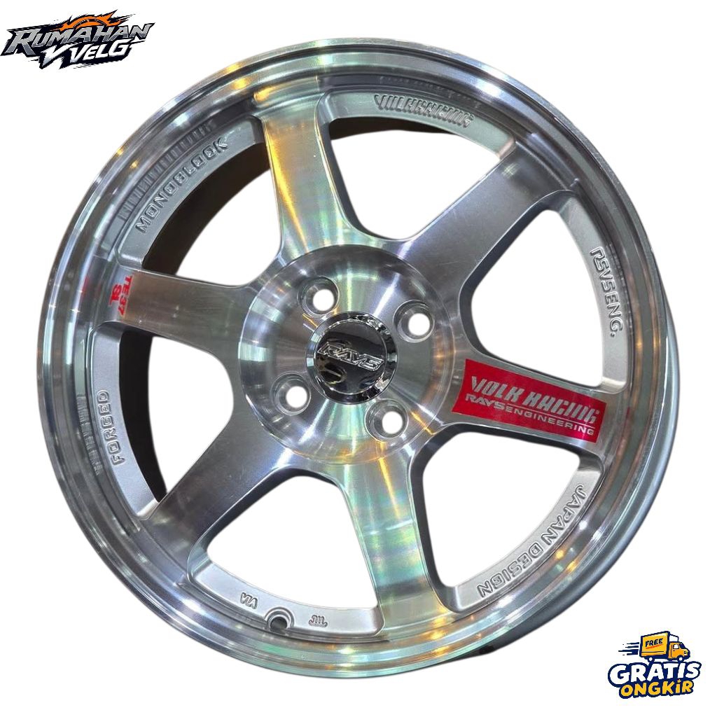 Velg VOLK RAYS TE37 SL R16 Lebar 7 Rata Pcd 4X100 Offset 40 Warna Full Polish