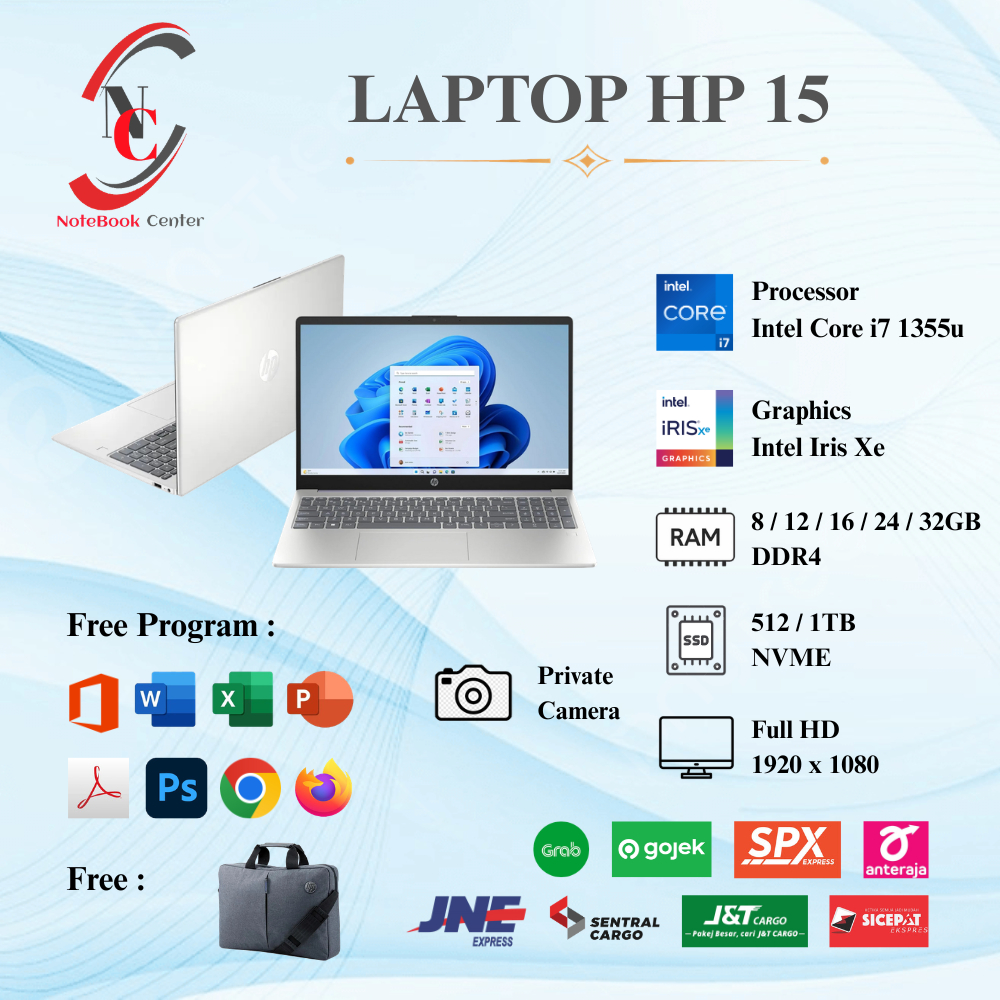 Laptop Baru Hp Intel Core i7 Gen 13 12Cpus up to 5,0Ghz RAM 32GB SSD 1TB