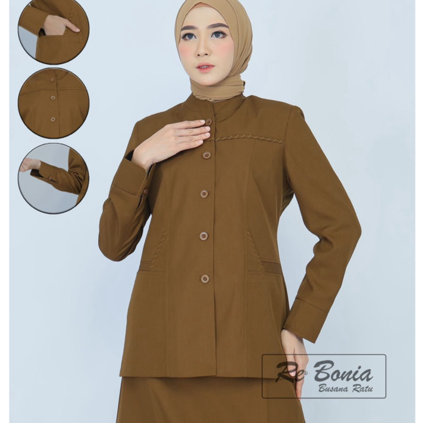 seragam Pemda kheki tua RE Bonia rok A blazer pdh Pemda tua wanita baju PNS