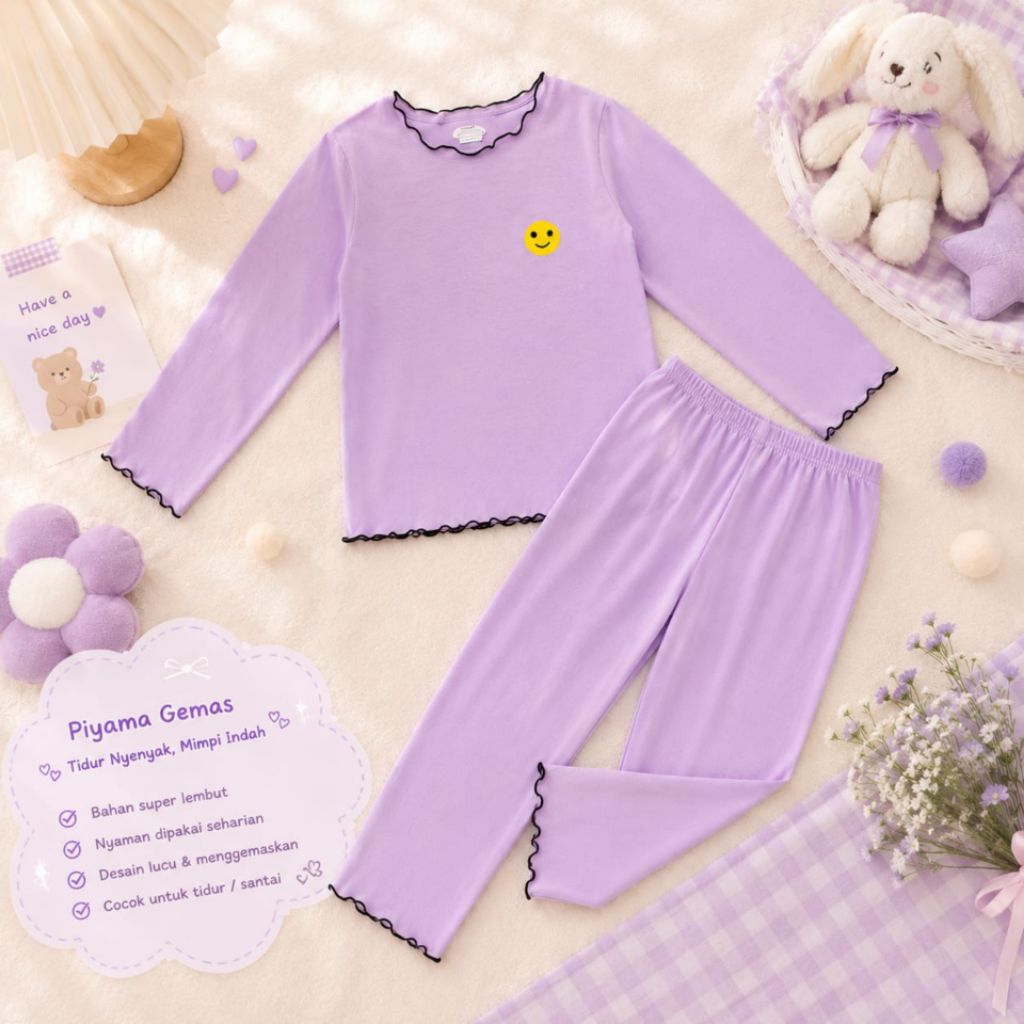 Piyama Anak Aesthetic || Motif Lucu Korean Style || Adem & Super Gemoy