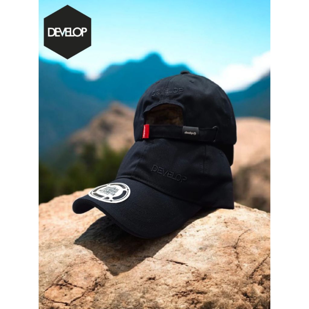 Topi Distro Develop Hitam Original Lokal Brand Cowok Cewek