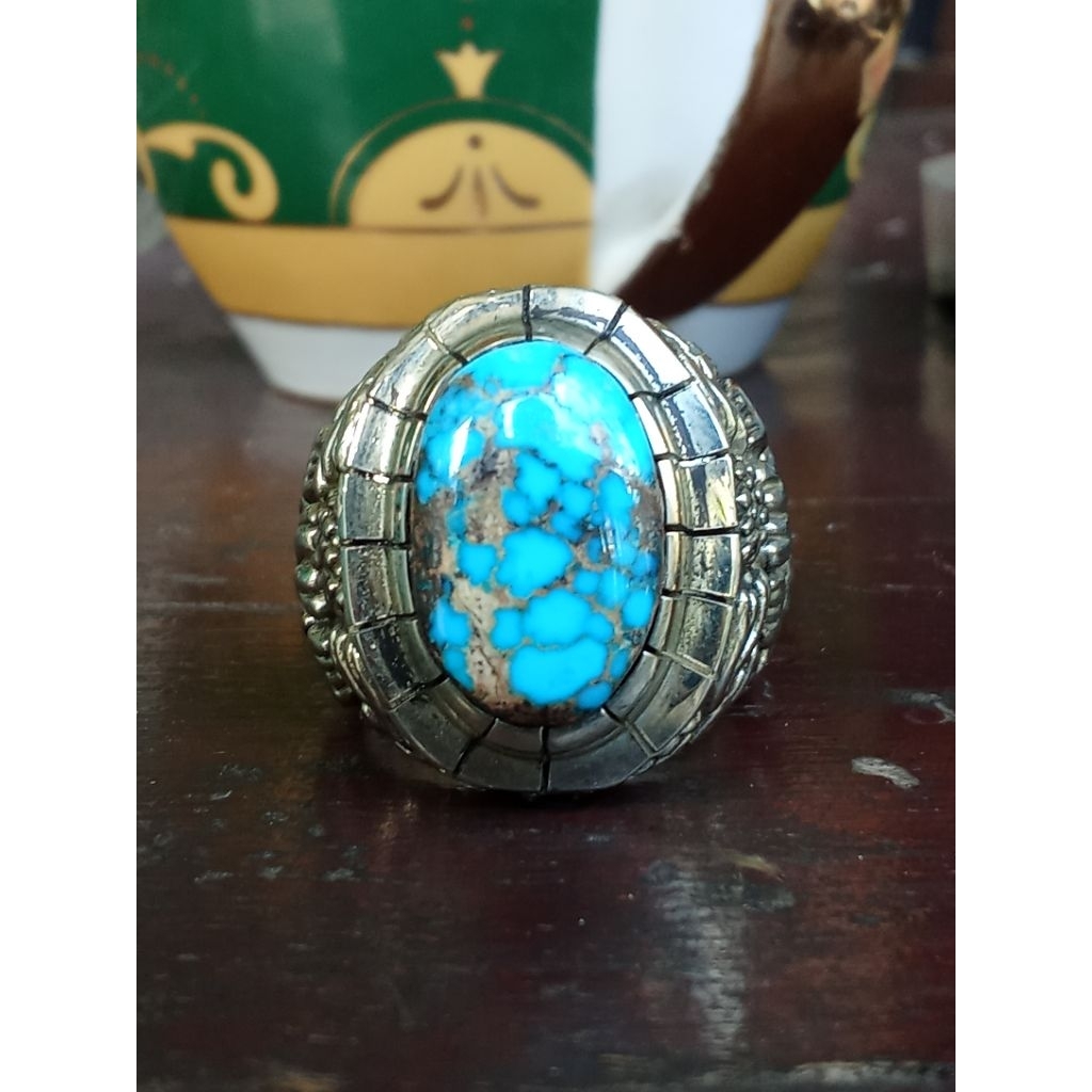 Batu Pirus Persia Biru Fancy Ceplok