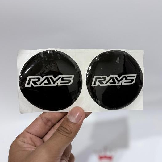 Stiker Emblem Dop Velg RAYS hitam putih / Stiker Timbul Logo RAYS Dop Velg Mobil Kuat Anti Luntur