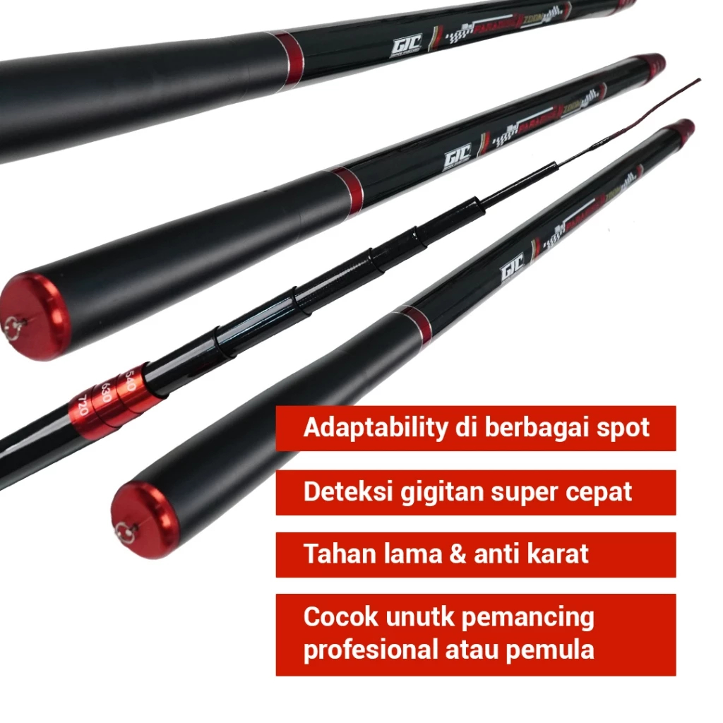 Paradise - TEGEK PARADISE II ZOOM NEW Full Carbon Series Kuat Ringan Super Sensitif 360-720 CM Joran