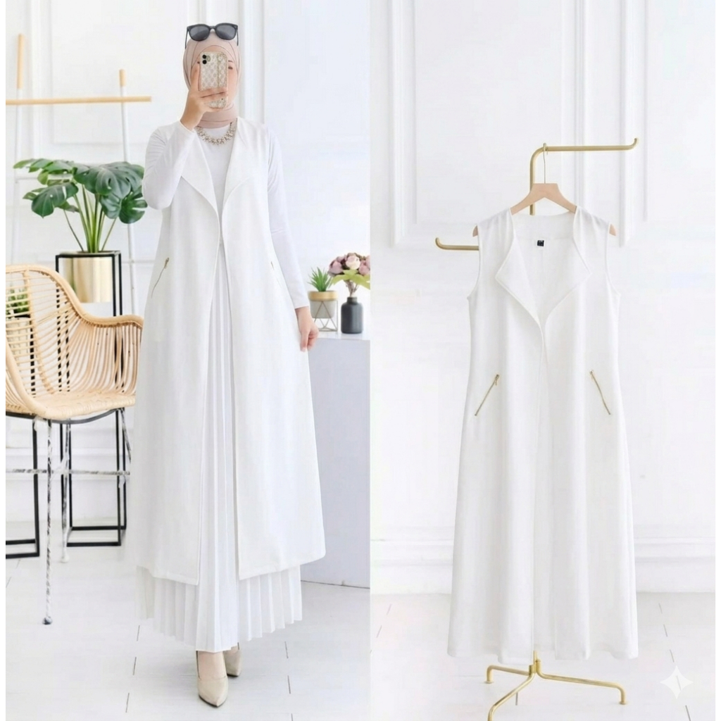 Terbaru Outer Long Tunik/Tunik Rompi Panjang/Rompi Blazer/Outerwear / Wanita SHEZA LONG OUTER IK (VA