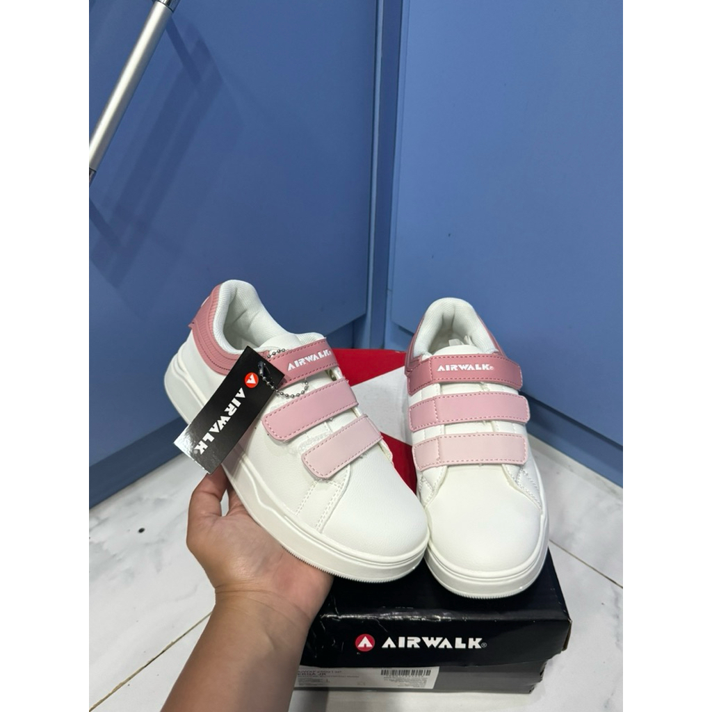 Sepatu Airwalk Kids putih mix pink bahan kulit sintetis ukuran 33 sale 70% (ERQA PINK)