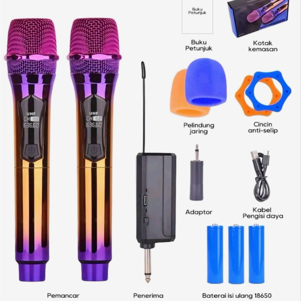 MIC Wireless Fleco M32 Original DOUBLE Mic | Single mic | suara jernih mik karaoke bluetooth warna R