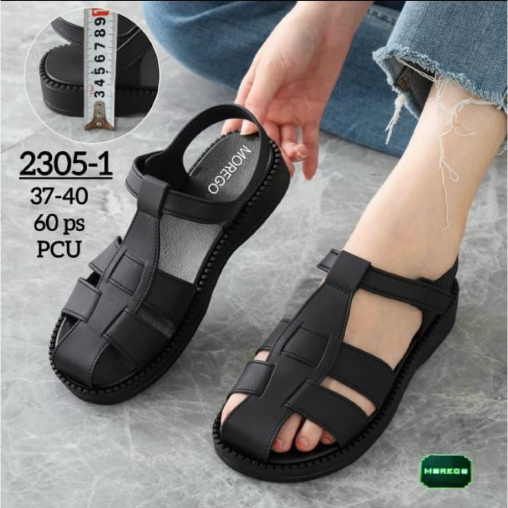 Sepatu sandal wanita kekinian elegan empuk bahan PCU Morego / sepatu sandal empuk / sepatu sandal ba