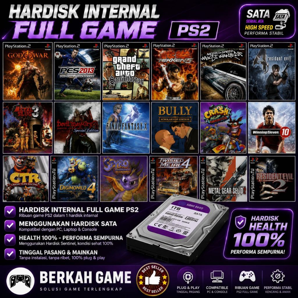 hardisk internal 320 GB full game PS2