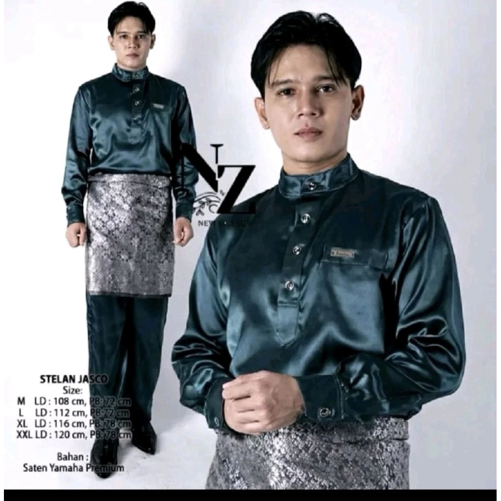 SET BAJU KURUNG MELAYU PRIA/SATU SET TAMBAH SONGKET BAJU MELAYU PRIA/BAJU TELUK BELANGA MELAYU