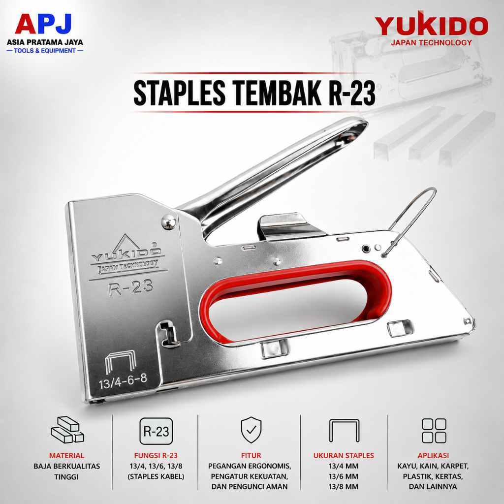 YUKIDO Gun Tacker Staples Rapide R-23 | Staples Tembak Rapide R-23 Original