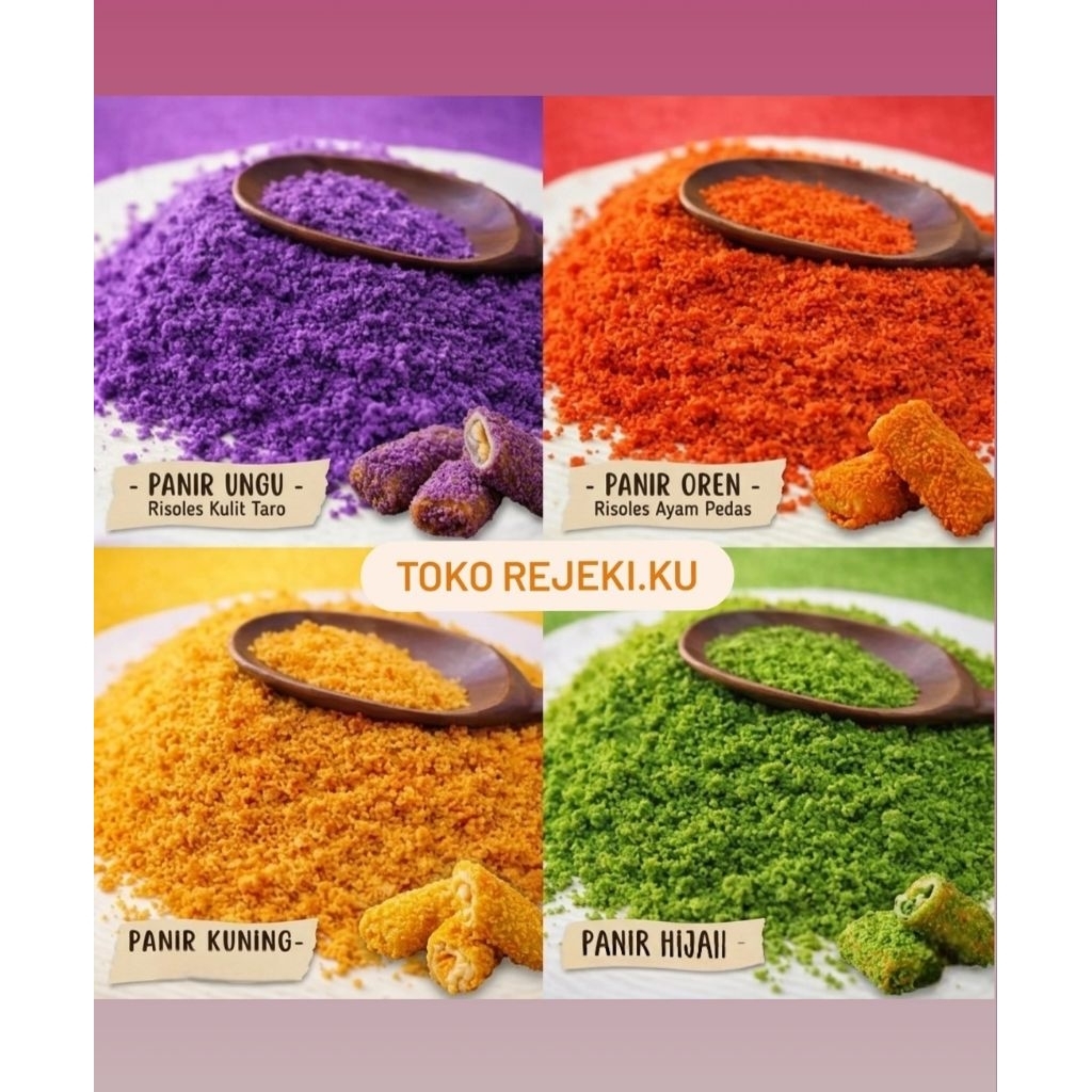 500gr Tepung Panko Hijau Coklat | Tepung Roti Warna Premium | Breadcrumb Crispy | Tepung Panir Warna