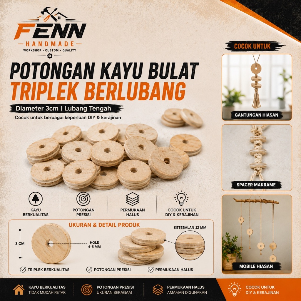 POTONGAN KAYU BULAT TRIPLEK 3CM