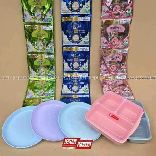 ( 16 PCS ) GENTLE GEN CAIR FREE HADIAH MENARIK BEBAS PILIH ( PIRING, EMBER, LUNCH BOX ) | DETERGEN C