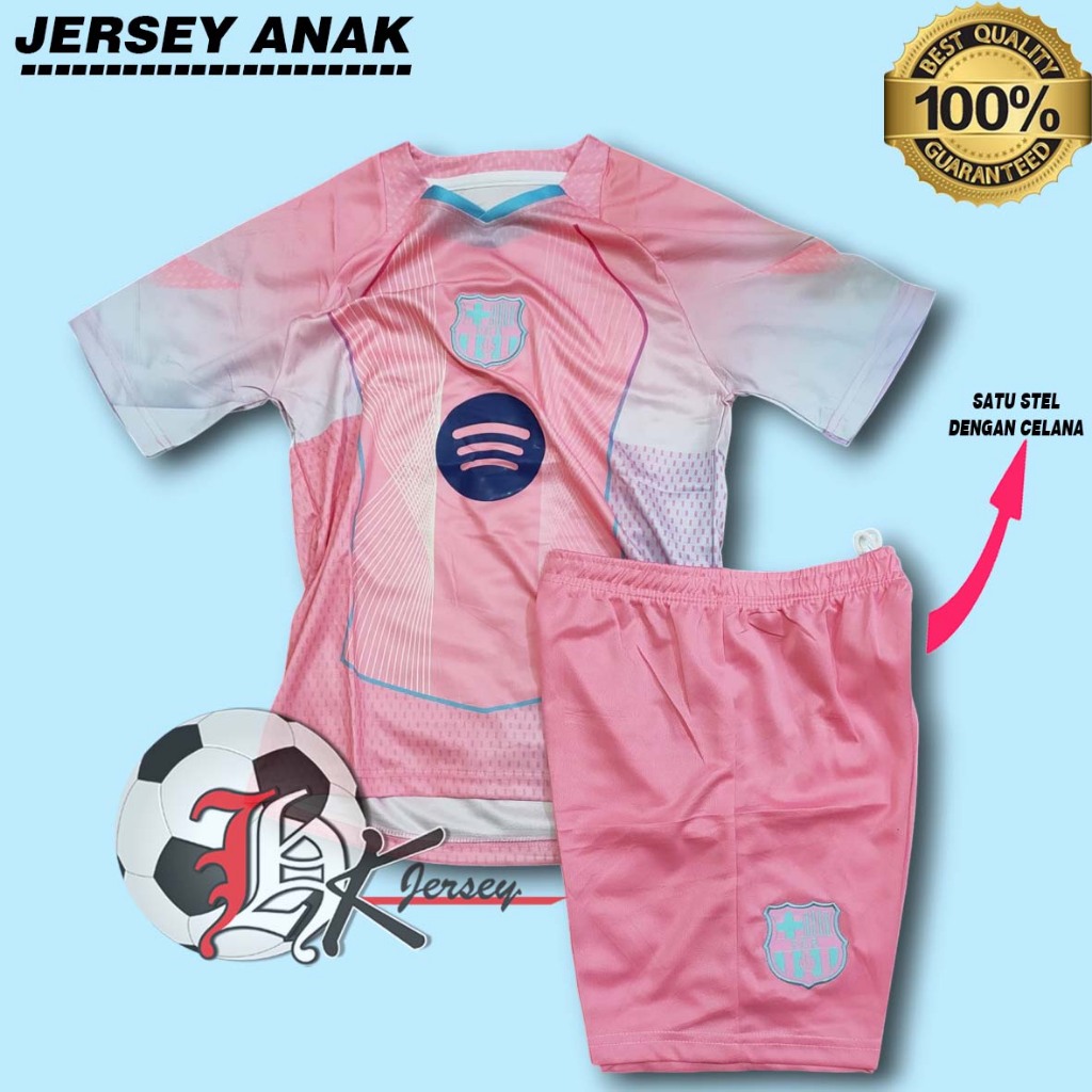 JERSEY BOLA BARCELONA HOME SPECIAL EDITION PINK KIDS 2025/2026