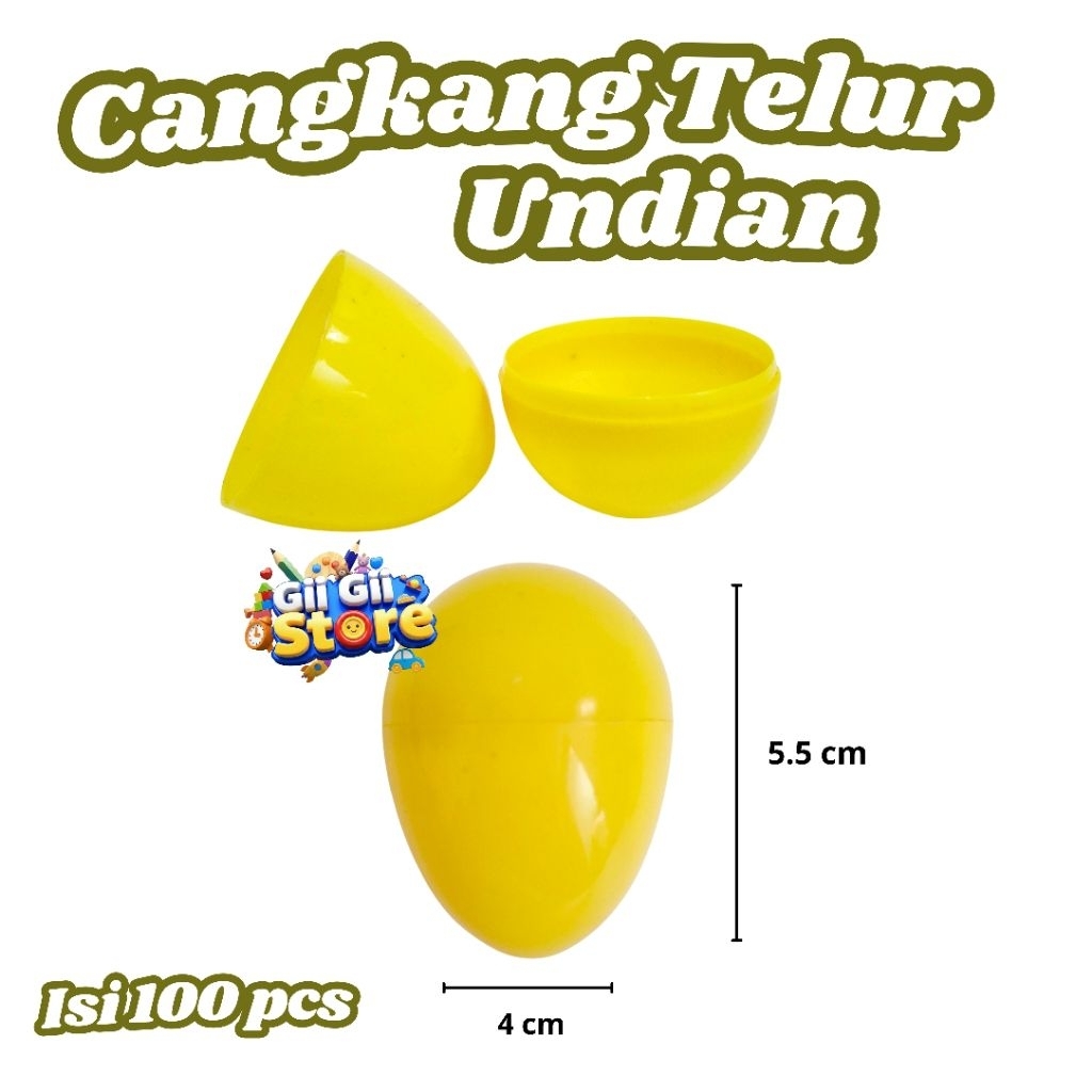 100 Pcs Cangkang Telur Undian Plastik Surprise Egg Wadah Hadiah Kosong Warna Warni Lucu