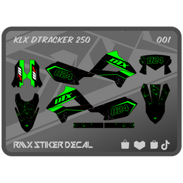 STIKER KLX 250 S FULLBODY (001) STICKER DECAL DEKAL D-TRACKER DTRACKER DTX HITAM MERAH, KUNING, HIJA