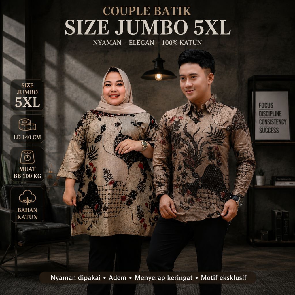 Baju Tunik Couple Batik Jumbo Ld 140cm Batik Halus Motif Terbaru